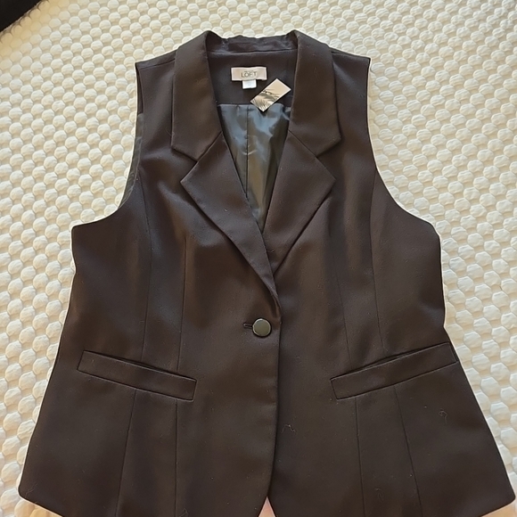 ann taylor loft Jackets & Blazers - LOFT Black Classic Professional Vest One Button Princess Cut